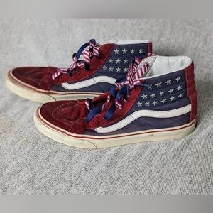 Vintage VANS USA American Flag style Hi Top sneakers, size 8 men, 8.5 woman